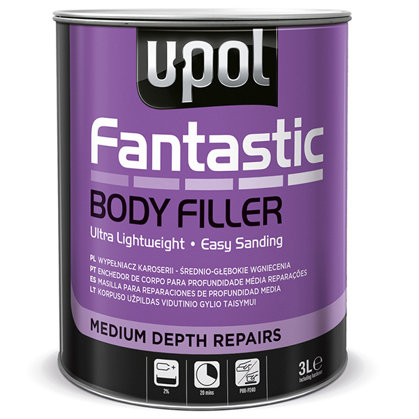 U-POL Fantastic Ultra Lightweight Body Filler for Medium Depth Repairs 3ltr